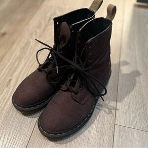 Dr Martens Maroon Canvas Combat Boots